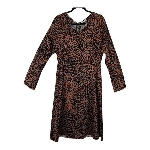 Hugo Boss Size 8 Darkea Long Sleeve Animal Print Midi Satin Dress - Picture 4 of 6